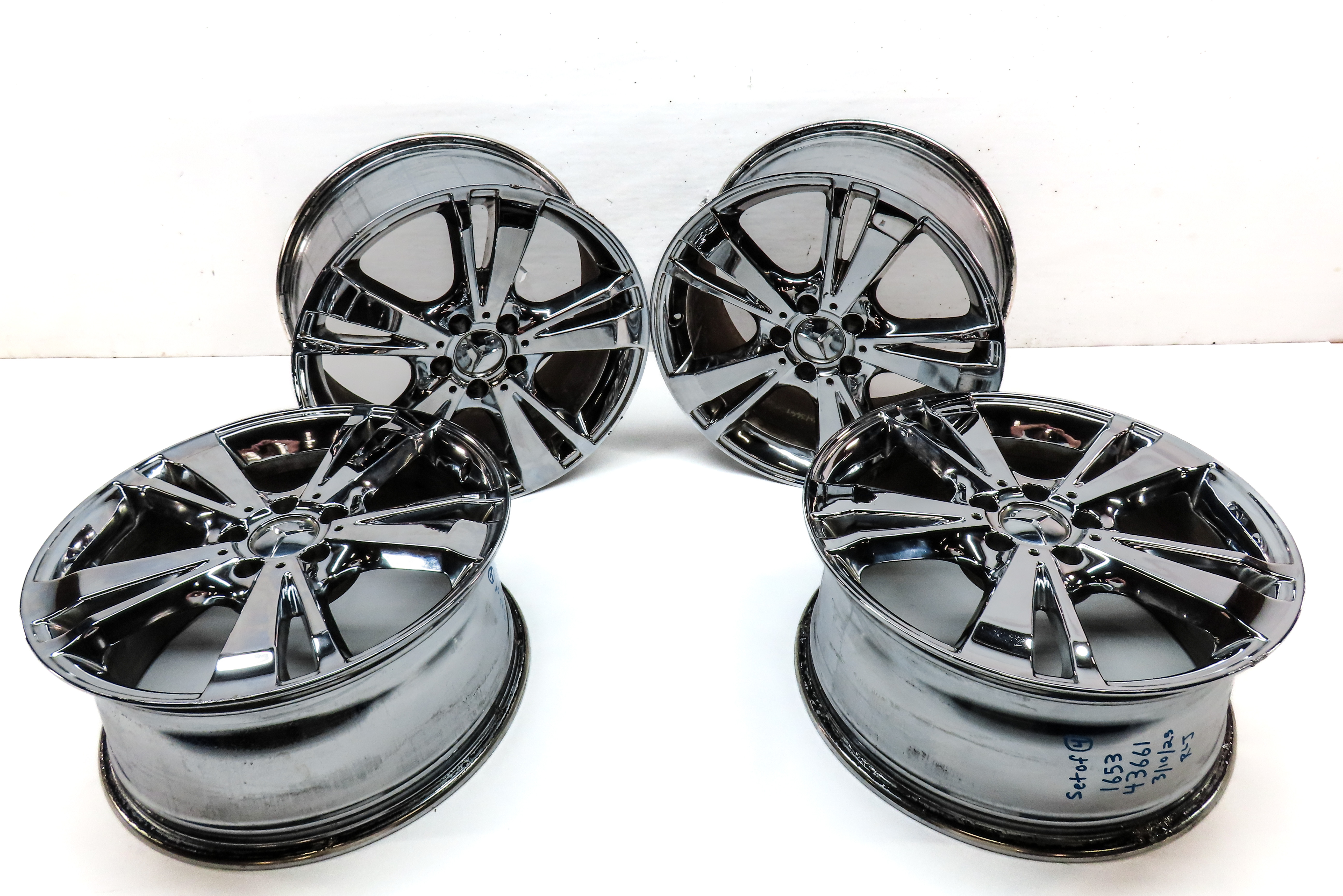 12-13 MERCEDES E300 E350 E400 E550 W212 18X8.5 10 SPOKE WHEEL RIM SET (CHROME) — exact item pictured